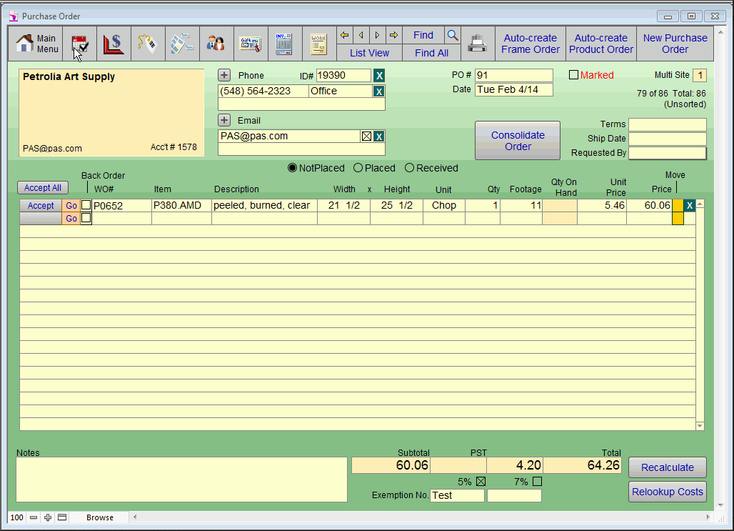 Training Purchase Orders File