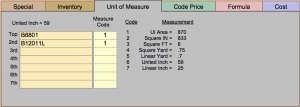 WO Mat detail U of Measure tab