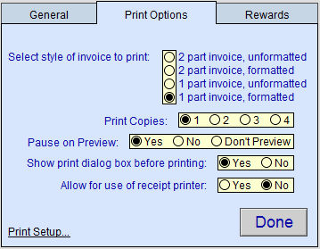 MM - Invoice Options Tab Printing