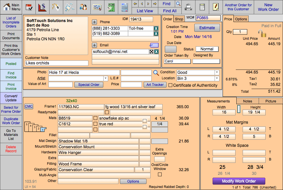 Screenshot: Work Orders